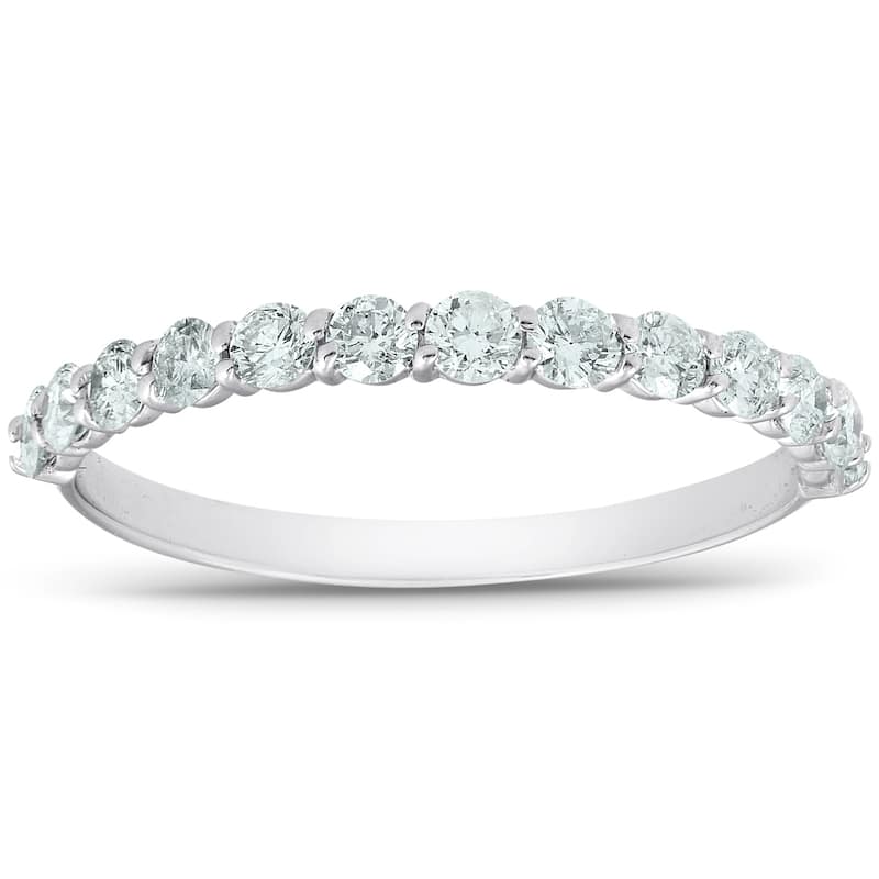 1/2ct TDW Diamond Wedding Ring Stackable Womens Anniversary Band 14k White Gold