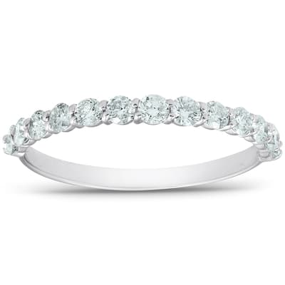 1/2ct TDW Diamond Wedding Ring Stackable Womens Anniversary Band 14k White Gold