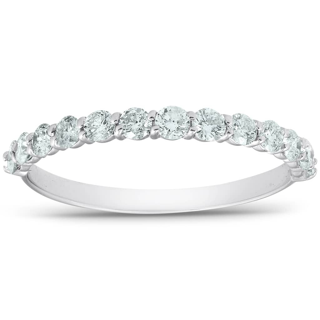 1/2ct TDW Diamond Wedding Ring Stackable Womens Anniversary Band 14k White Gold
