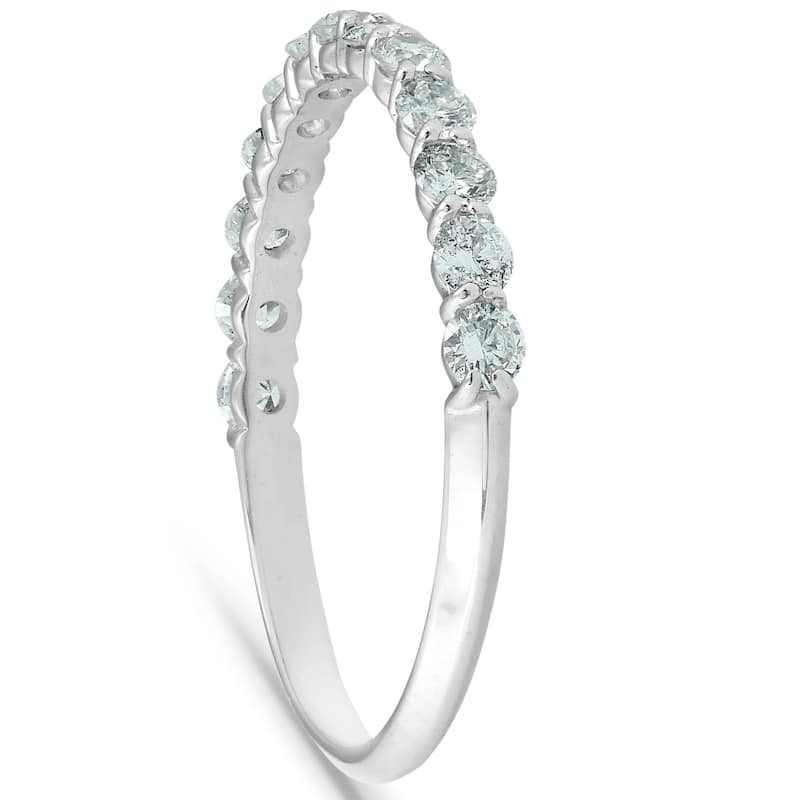 1/2ct TDW Diamond Wedding Ring Stackable Womens Anniversary Band 14k White Gold