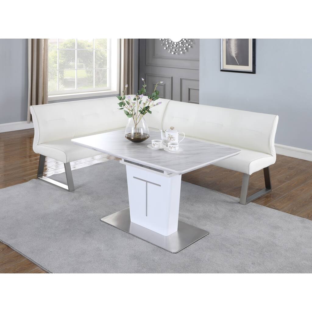 Somette Amelia Marble and Stainless Steel 2-Piece Dining Set