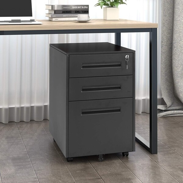 Superday 3- drawer  Rolling Metal Locking File Cabinet(B)