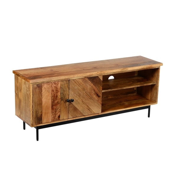Shop 55 Inch Mango Wood TV Stand with 2 Open Compartments ...