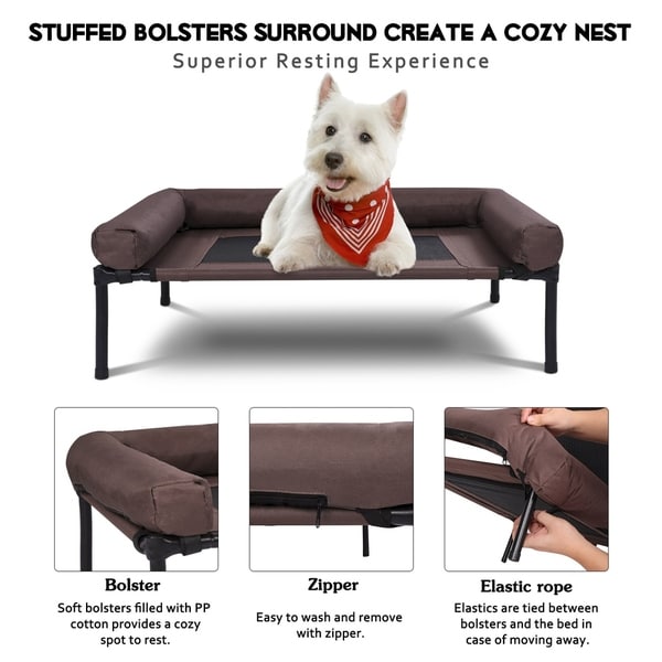 elevated dog bed with bolster