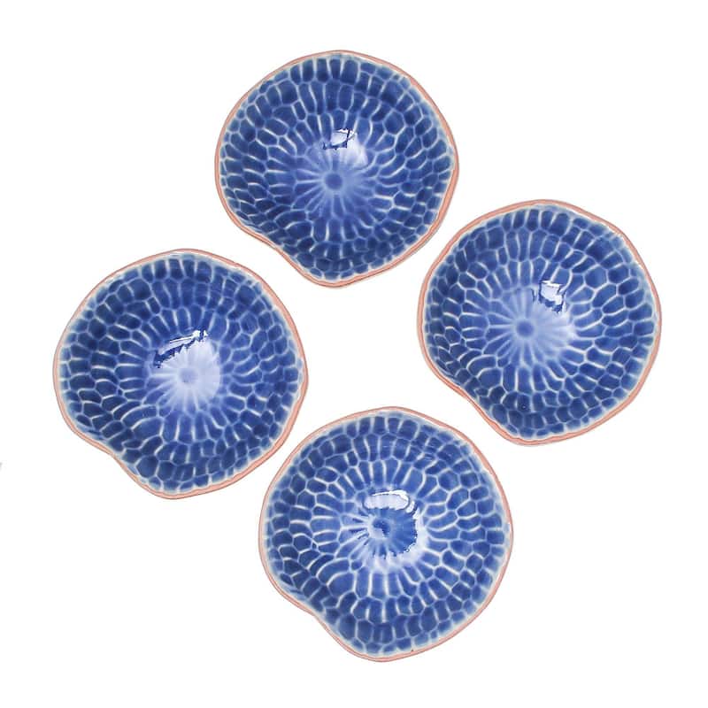 NOVICA Handmade Sunflower Dream Ceramic Appetizer Bowls, Set of 4 (Thailand)