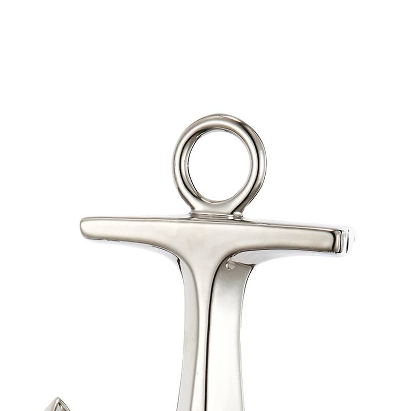 Nautical Ceramic Ship Anchor Decor, Set of 2, Gold and Silver