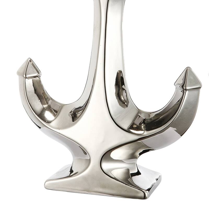 Nautical Ceramic Ship Anchor Decor, Set of 2, Gold and Silver