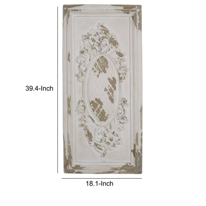 Traditional Style Decorative Wall Panel, White and Brown