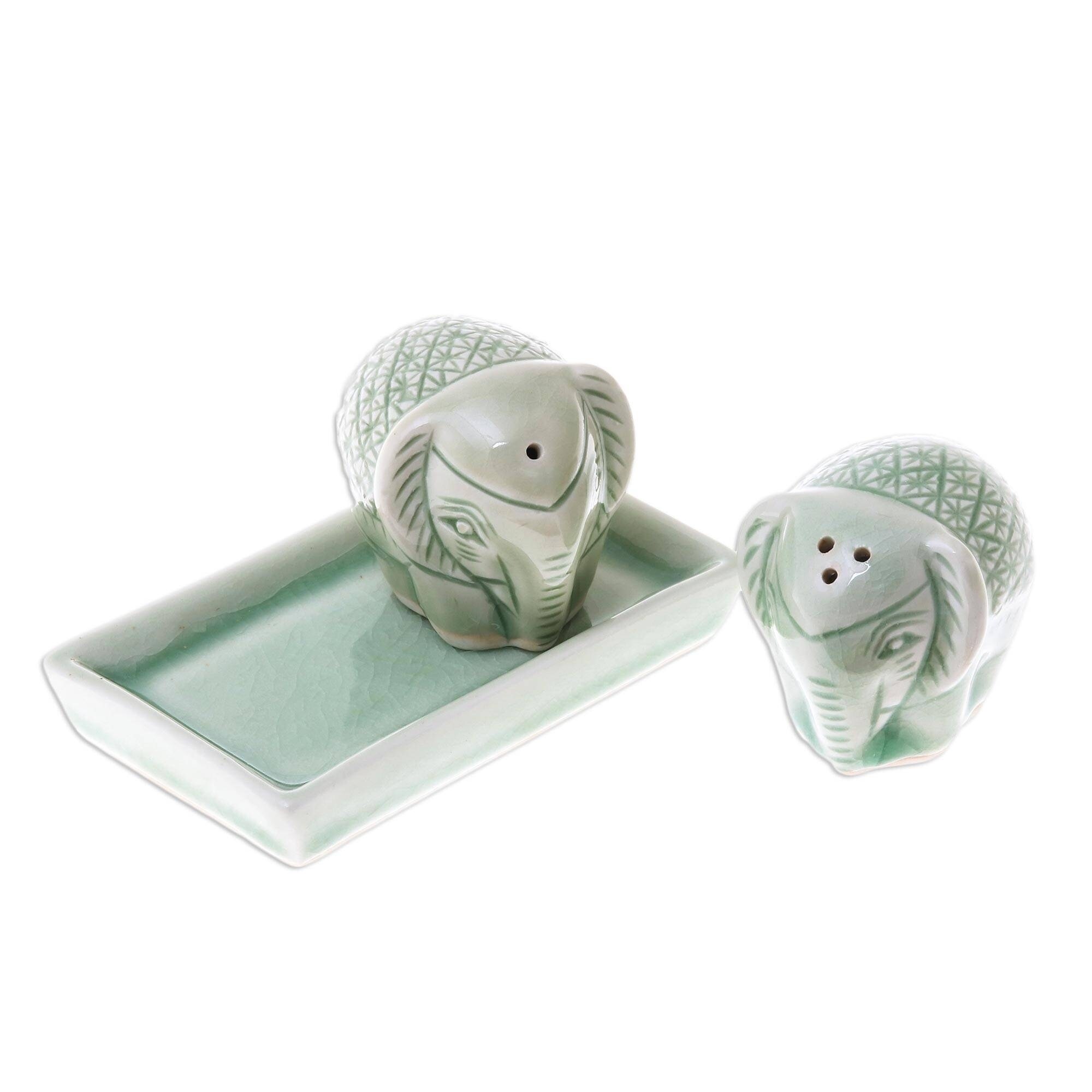NEW Blue & White Hand-Painted Elephant Salt & Pepper Set - Made in Tha –  Starboard Home