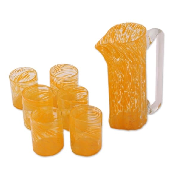 https://ak1.ostkcdn.com/images/products/29341098/Handmade-Marigold-Recycled-Glass-Pitcher-and-Tumblers-Set-for-6-Mexico-252487af-5d9e-4946-b1ff-8ac45fea14de_600.jpg?impolicy=medium