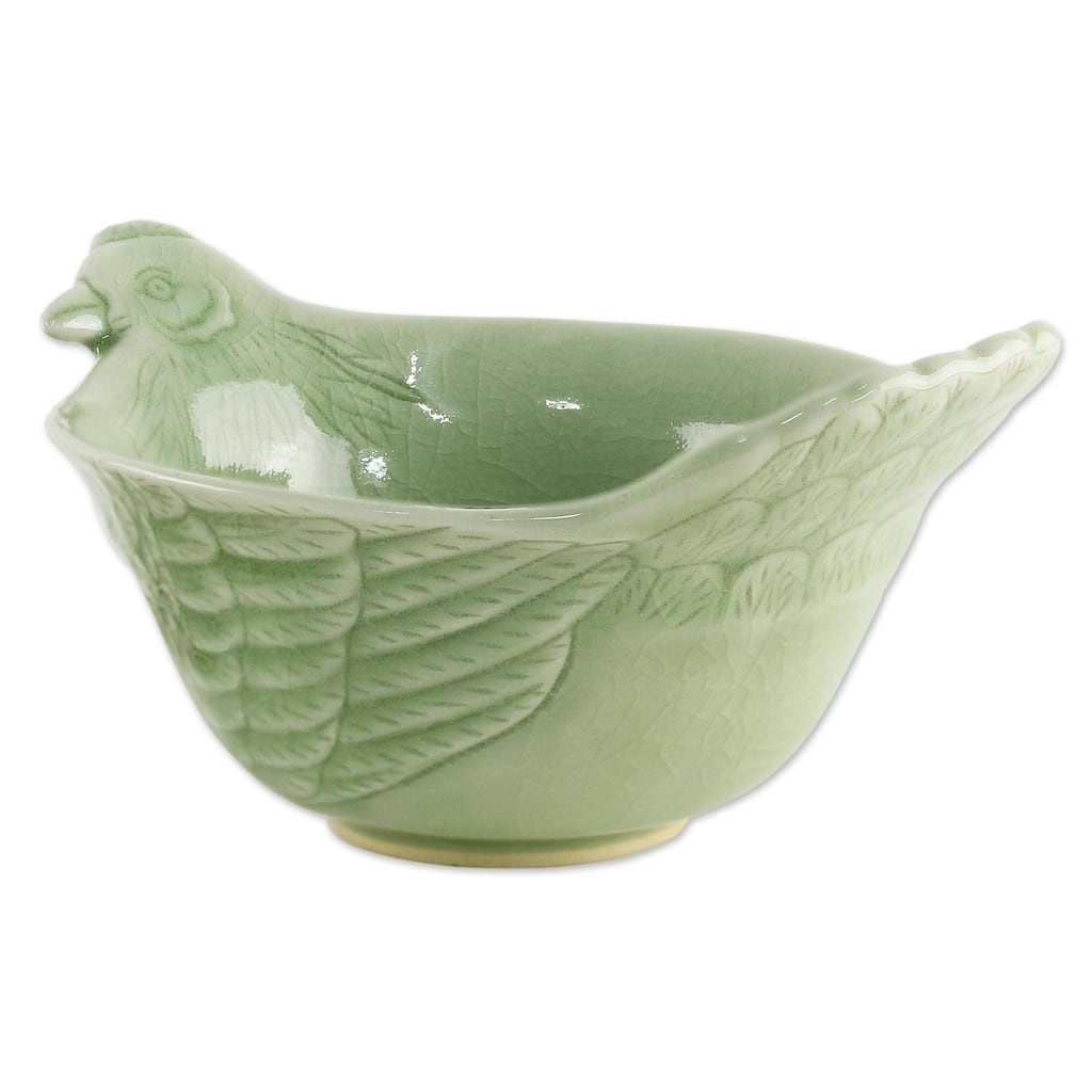 Handmade Chiang Mai Chicken Celadon Ceramic Bowl (Thailand)