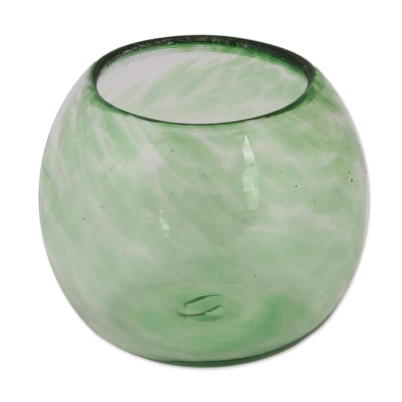 Handmade Social Bliss in Green Recycled Wine Glasses, Set of 6 (Mexico)