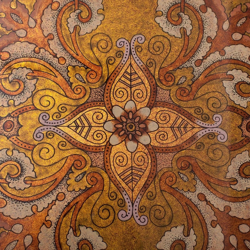 Handmade Regal Petals Reverse Painted Glass Tray (Peru)