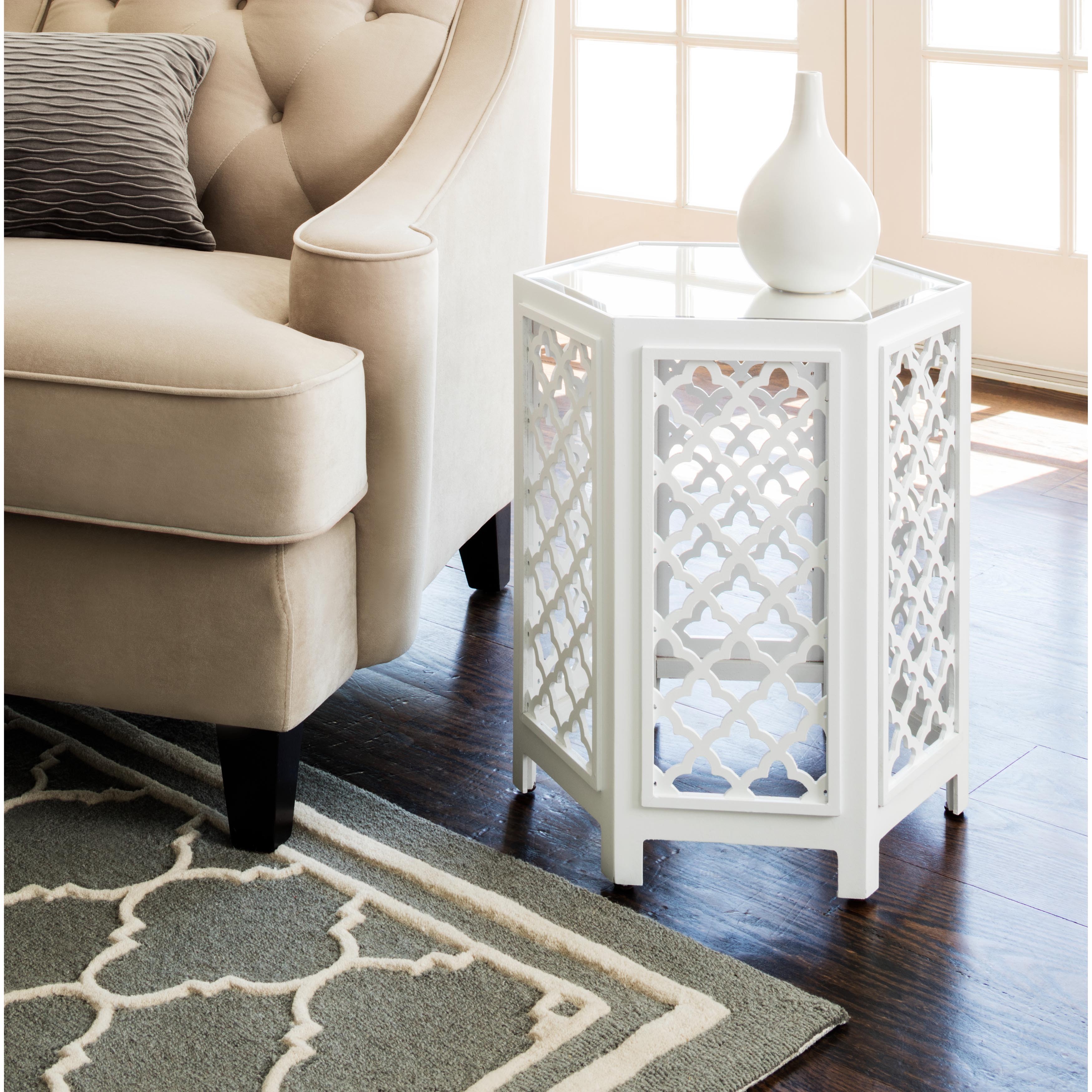 Abbyson Daytona White Mirrored End Table (As Is Item) (White)