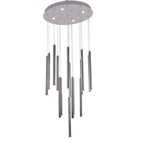 Chrome Rod LED Round Spiral Chandeliers