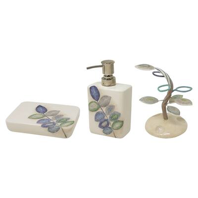 Croscill Mosaic Spa Leaves 3 Piece Bath Accessory Set