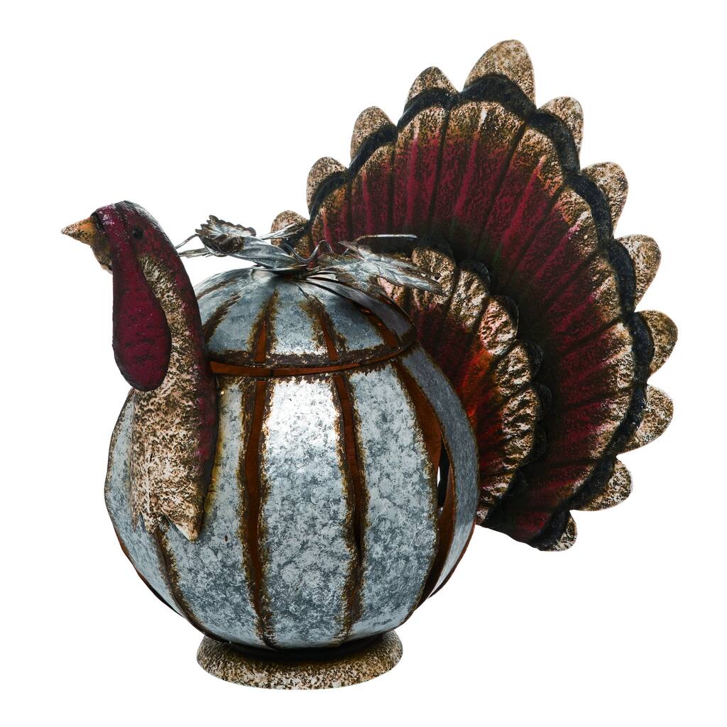 Transpac Metal Brown Harvest Sitting Turkey Container - N/A