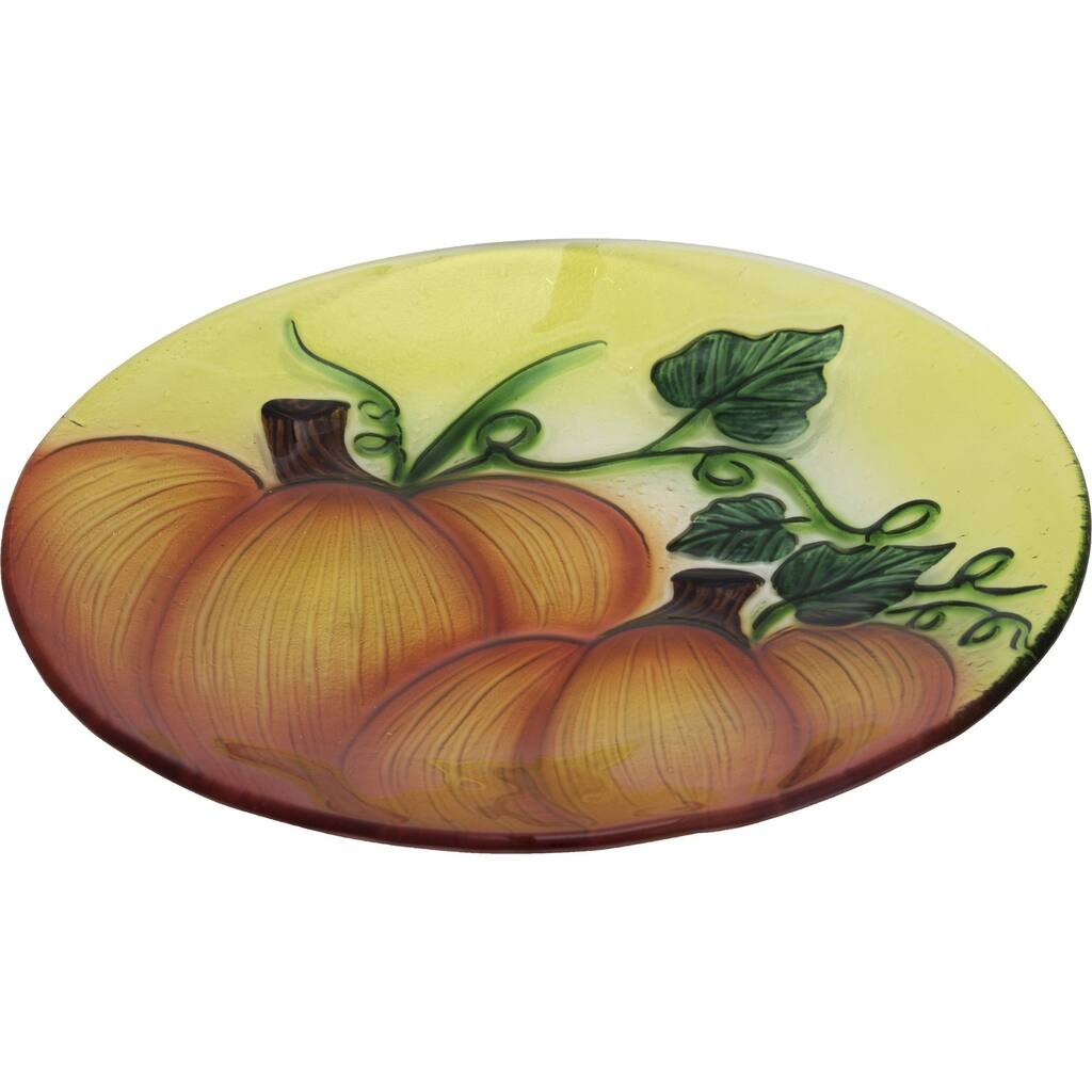 Transpac Glass Orange Harvest Fused Pumpkin Plate - N/A