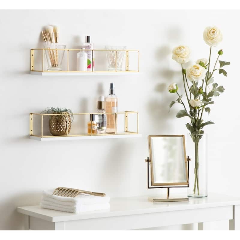 Kate and Laurel Benbrook 18" Wood and Metal Floating Wall Shelves - 2 Piece