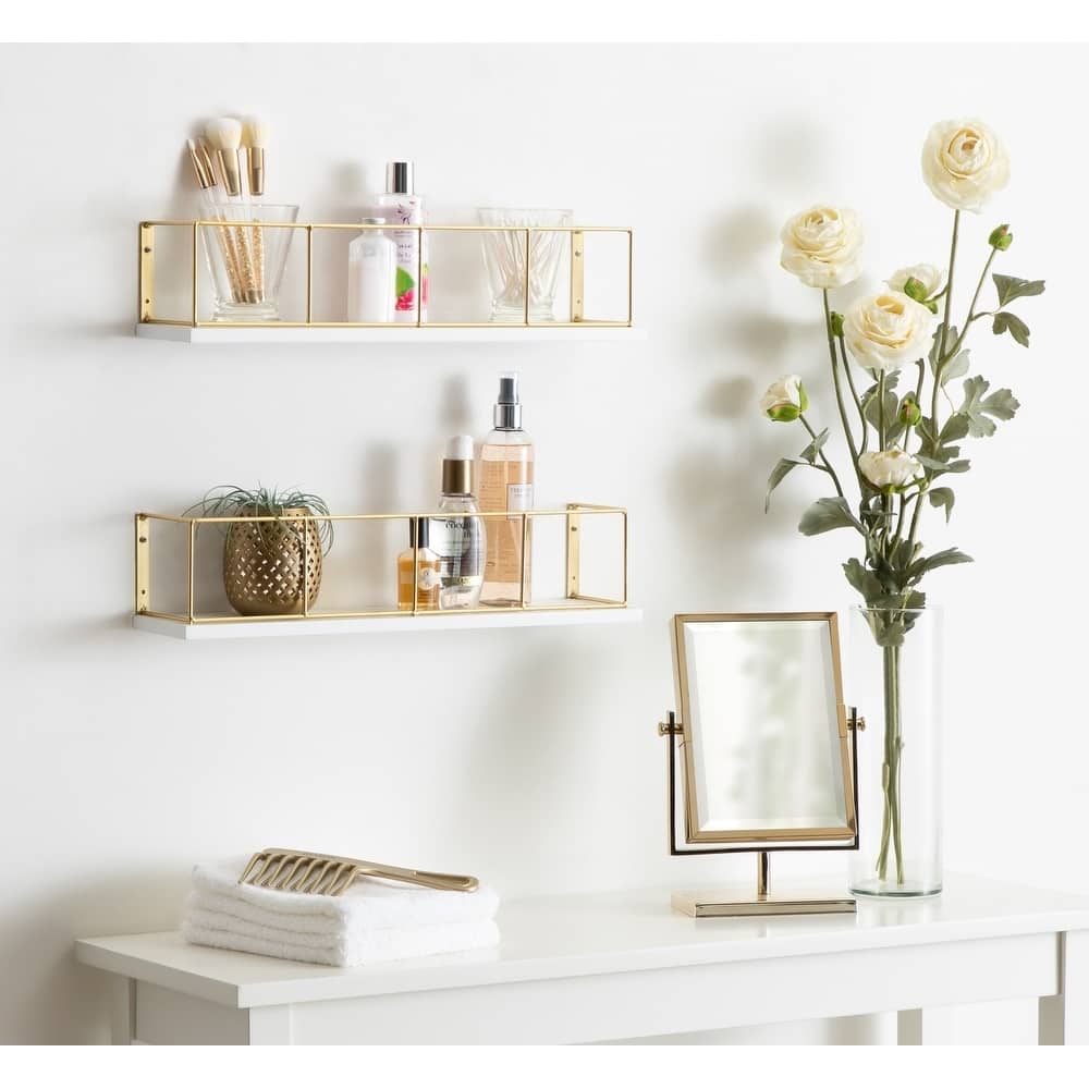 Kate and Laurel Benbrook 18" Wood and Metal Floating Wall Shelves - 2 Piece