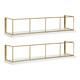 Kate and Laurel Benbrook 18" Wood and Metal Floating Wall Shelves - 2 Piece - 2 Piece - White/Gold
