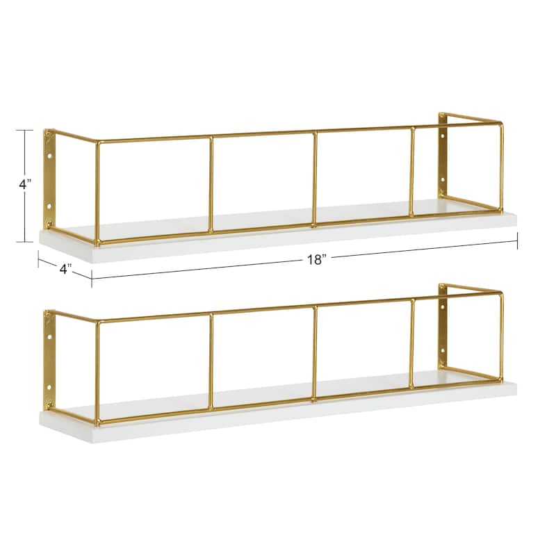 Kate and Laurel Benbrook 18" Wood and Metal Floating Wall Shelves - 2 Piece