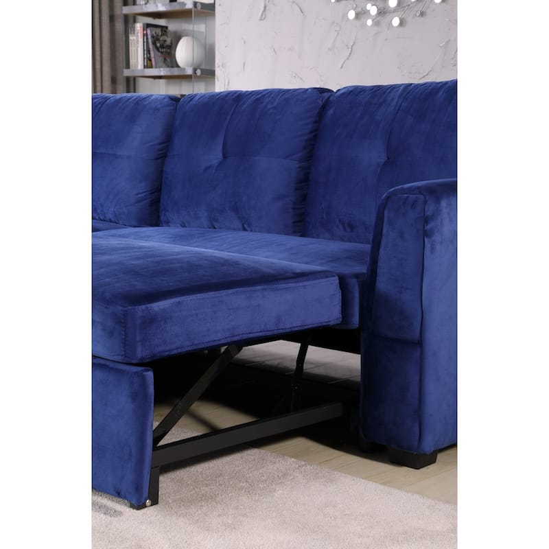 Modern Upholstered Living Room Storage Chaise Sectional Sofa
