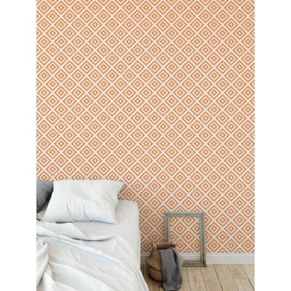 Shop STAIRSTEP DIAMOND ORANGE Peel and Stick Wallpaper By