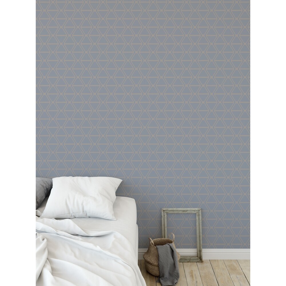 Kavka Designs ELLE Decor ISOSCELES BLUE AND GOLD Peel and Stick Wallpaper By  (24X48)