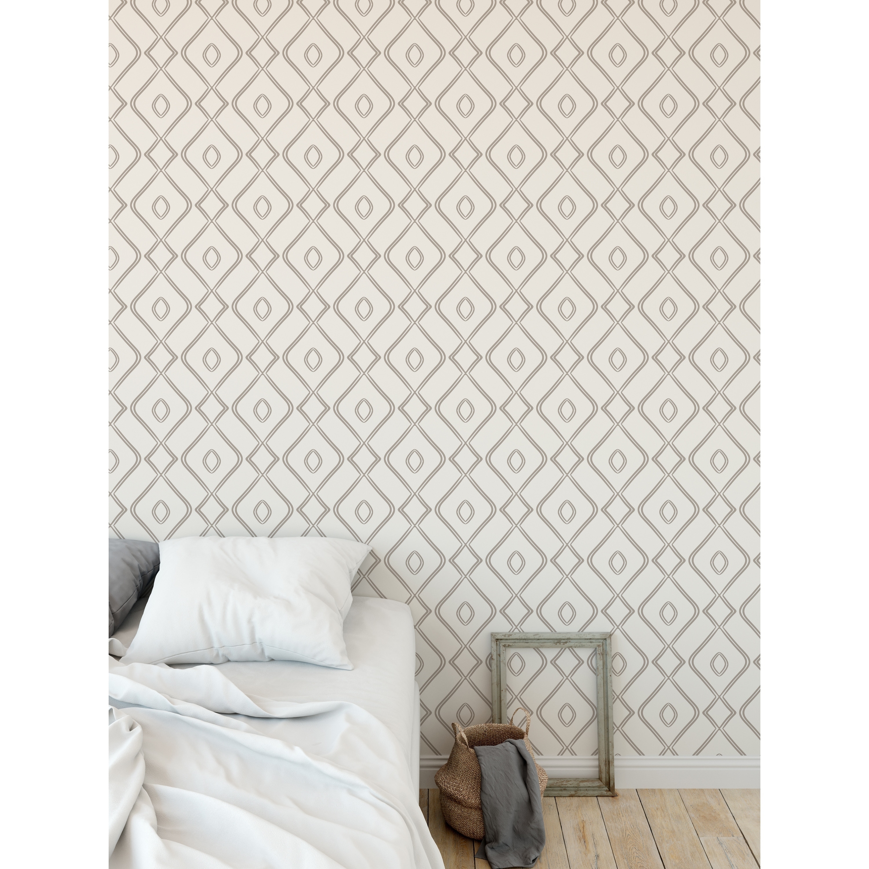 Peel-and-Stick Removable Wallpaper Moroccan Quatrefoil Modern Ogee Cream