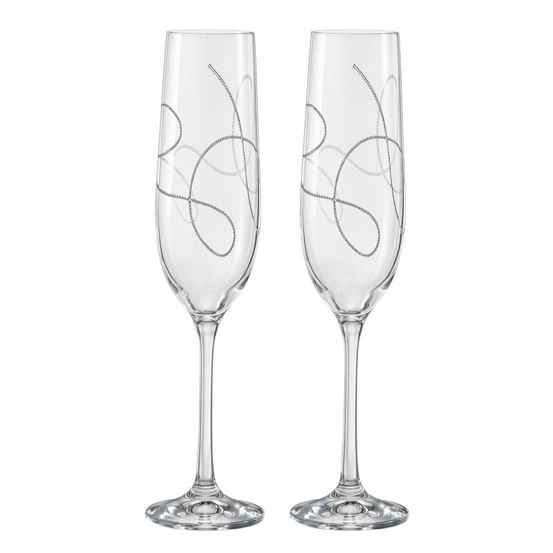 Majestic Gifts Inc Set/2 Toasting Flutes w/etched String Design-6.5oz.