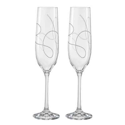 Majestic Gifts Inc Set/2 Toasting Flutes w/etched String Design-6.5oz.
