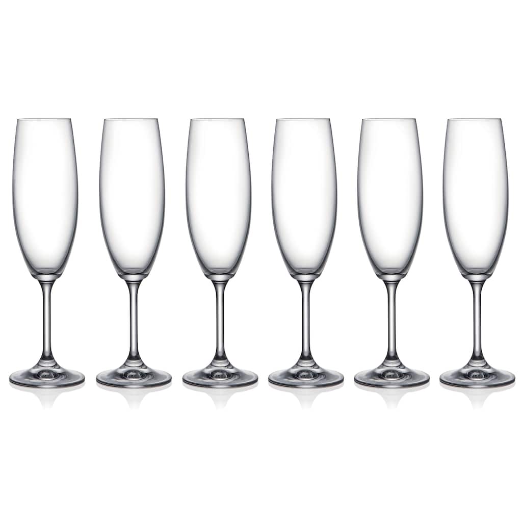 Majestic Gifts Inc. European Set/6 Classic Clear Flute Glass-7.5 oz.