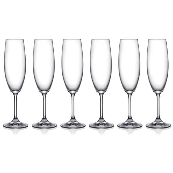 Set of 6 Crystal Drinking Glasses - 7oz, Clear Wine Glass 