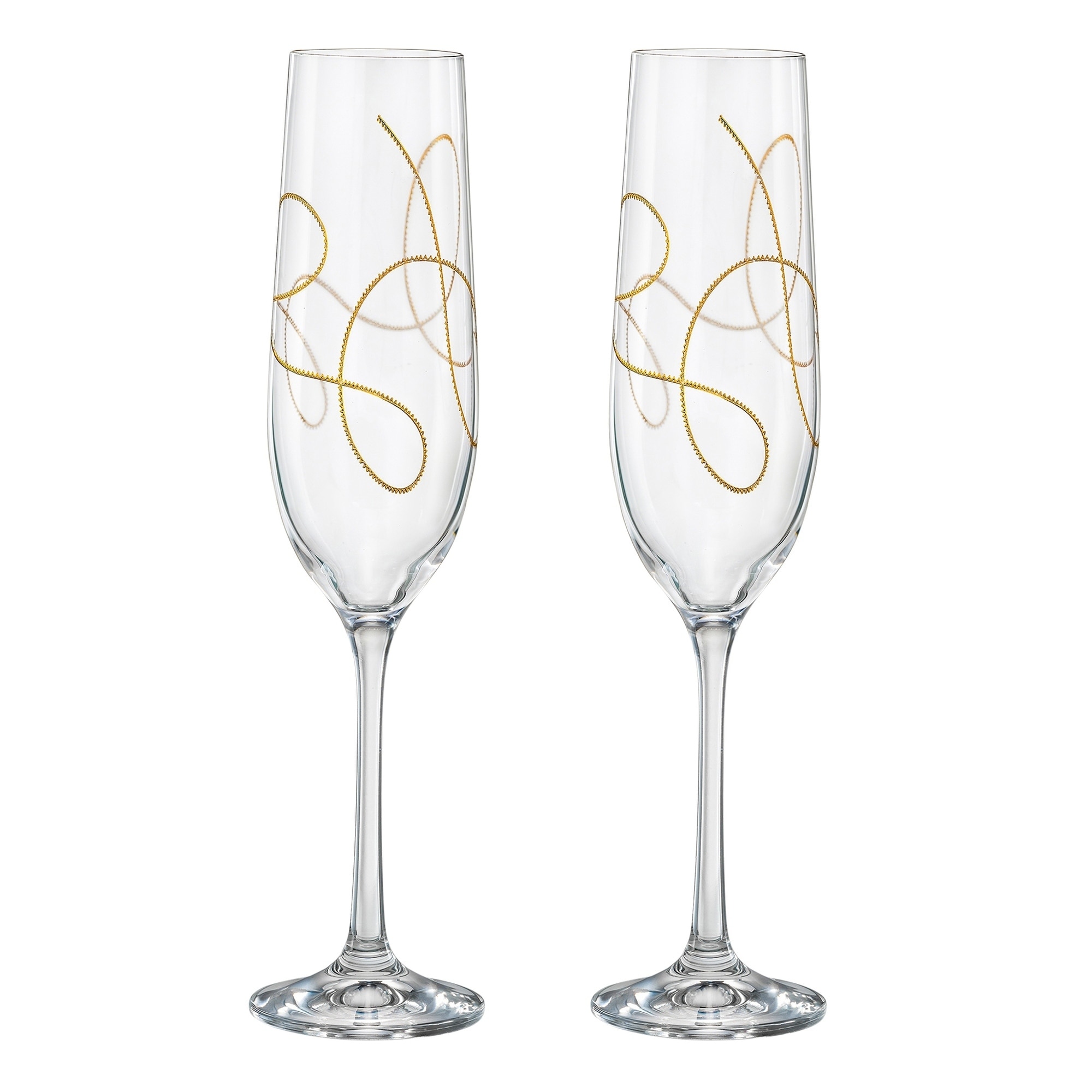 JoyJolt Claire European Crystal Champagne Flutes Glasses 5.7 oz Set of 6  New
