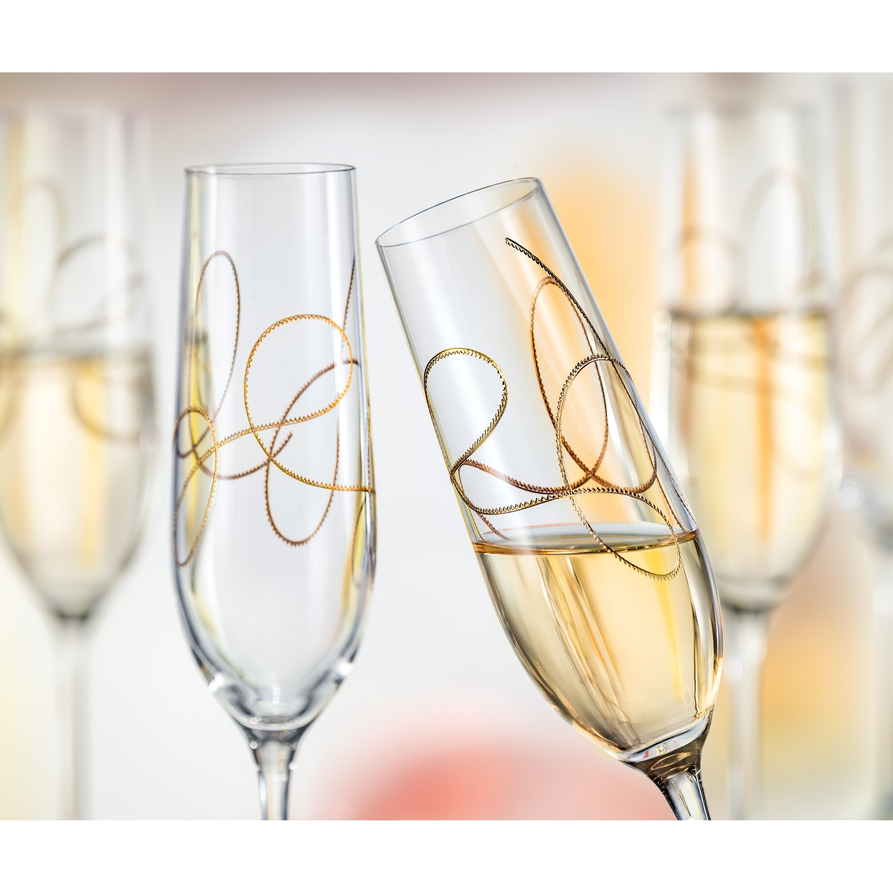 JoyJolt Claire Crystal Cylinder Champagne Glasses - Set of 2 Champagne  Flutes - 5.7 oz