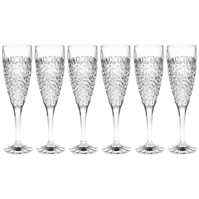 Majestic Gifts Inc. Set of 6 Glass Designed Flute-8 oz.-Made in Europe