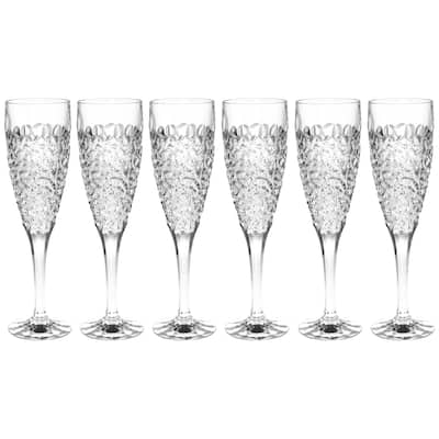 Majestic Gifts Inc. Set of 6 Glass Designed Flute-8 oz.-Made in Europe