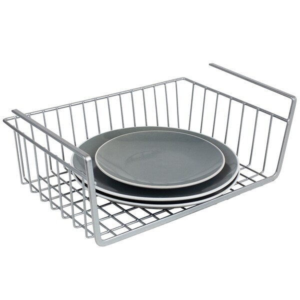 Large Under Shelf Steel Basket Silver Overstock 29343355