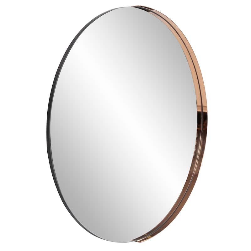 Allan Andrews Framed Rose Gold Round Decorative Dante Wall Mirror