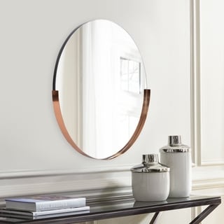 Allan Andrews Framed Rose Gold Round Decorative Dante Wall Mirror
