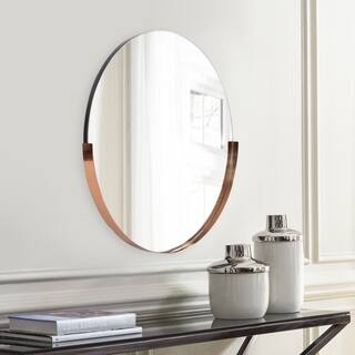 Allan Andrews Framed Rose Gold Round Decorative Dante Wall Mirror