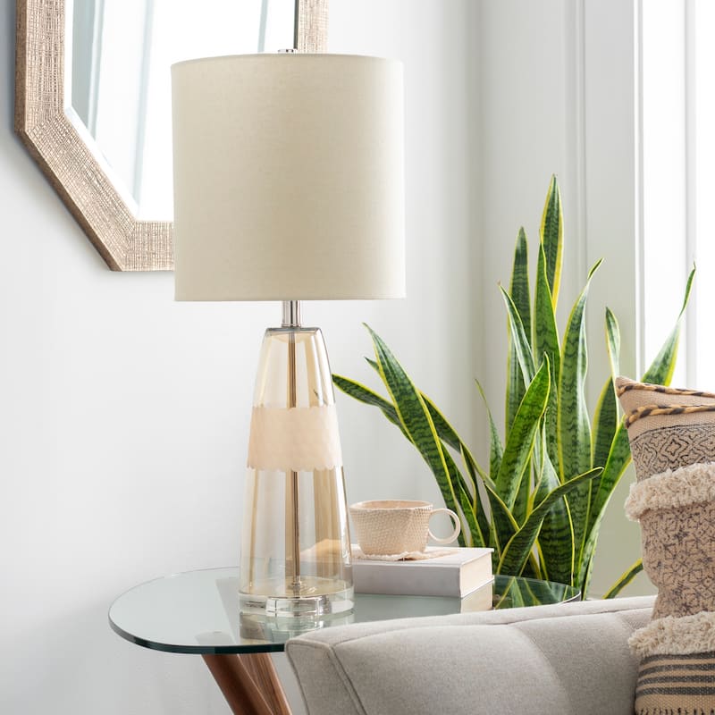 Jalappa Modern Textured Glass Table Lamp - Tan