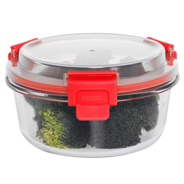 32 oz Round Glass Container Red