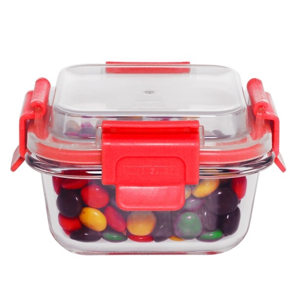21 oz Rectangle Glass Container Red
