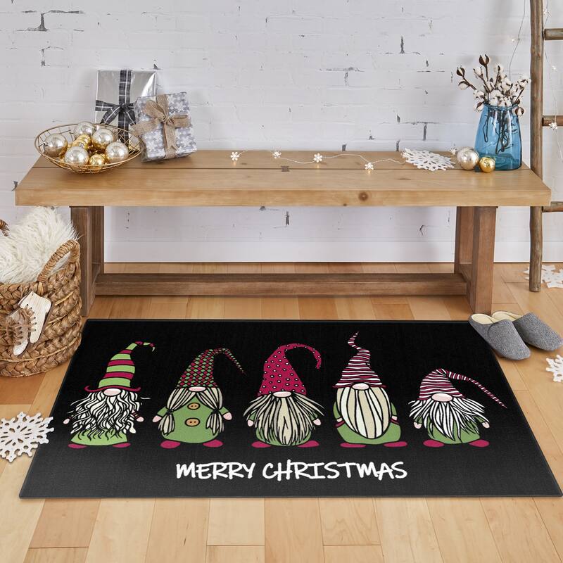 Mohawk Prismatic Christmas Gnomes Area Rug - Black - 1'6" x 2'6"