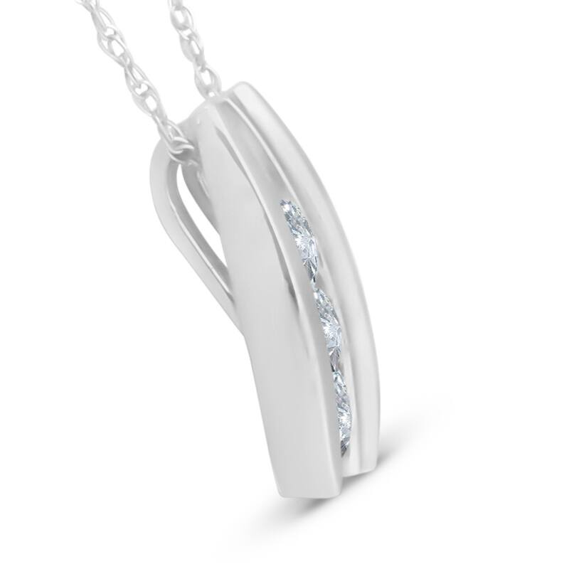 1/4 Ct Three Stone Diamond Pendant White Gold 1/2" Tall
