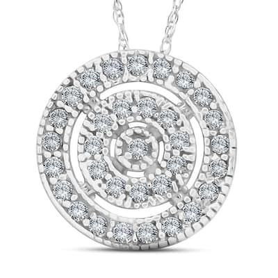 White Gold 3/8ct Filigree Pave Circle Antique Pendant