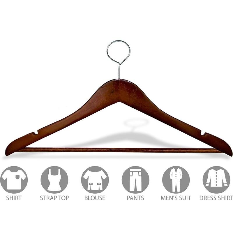 Wooden Closed Loop Security Hangers for Hotels and Hospitality, High Quality Anti-Theft Security Hangers