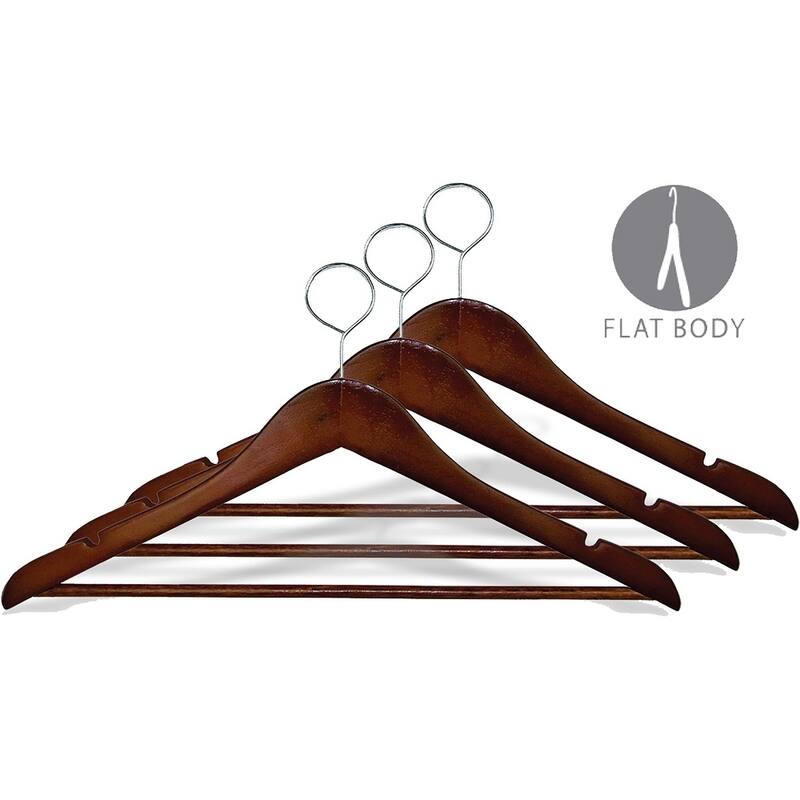 Wooden Closed Loop Security Hangers for Hotels and Hospitality, High Quality Anti-Theft Security Hangers
